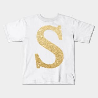 The Letter S Gold Metallic Kids T-Shirt